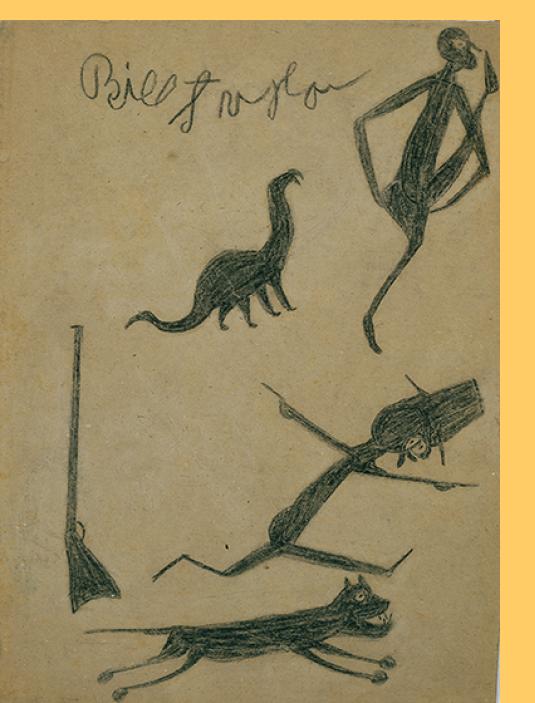 Figures, Animals, Guns (Exciting Events) by Bill Traylor / Menil Collection