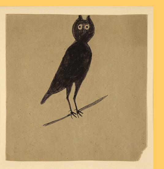 Bill Traylor (American, 1854-1949) Owl, 1947-50